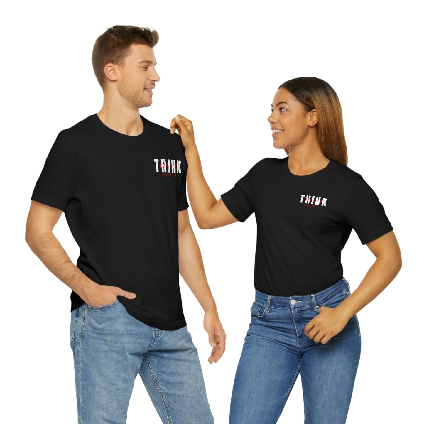 Think Bigger White/Red Lettering Unisex Jersey Short Sleeve Tee