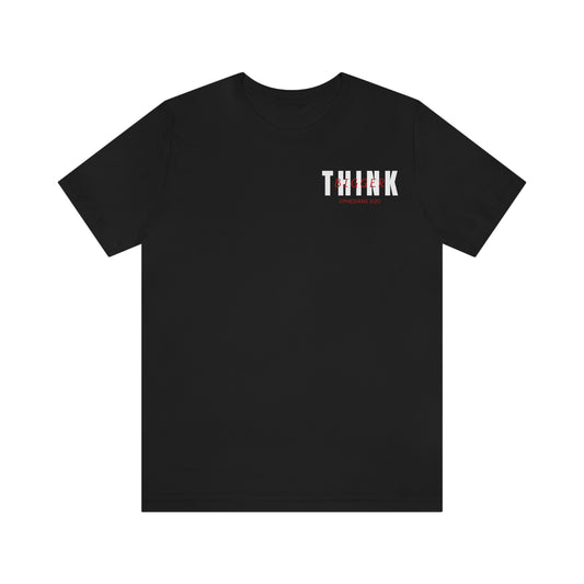 Think Bigger White/Red Lettering Unisex Jersey Short Sleeve Tee